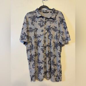 Travis Mathew Grey and Blue Floral Polo Shirt